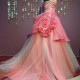 Tulle Low-cut Pink Ballgown Evening Dress