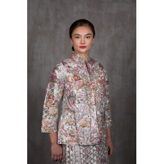 100% Embroidered Gold Thread Dragon and Phoenix Qua Huang (褂皇)