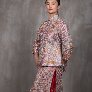 85% Embroidered Gold and Silver Thread Dragon and Phoenix Qua Hou(褂后)
