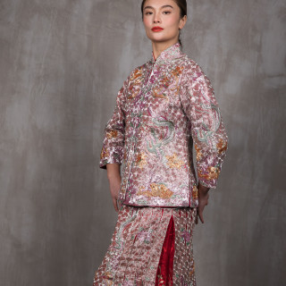 85% Embroidered Gold and Silver Thread Dragon and Phoenix Qua Hou(褂后)