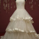 Low cut Layered Ballgown Wedding Dress with Lace Bodice
